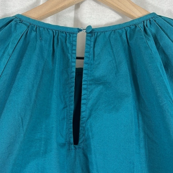 Sundry Teal Cropped Puff Sleeve Boho Blouse Top Womens Size 1 - Picture 8 of 9